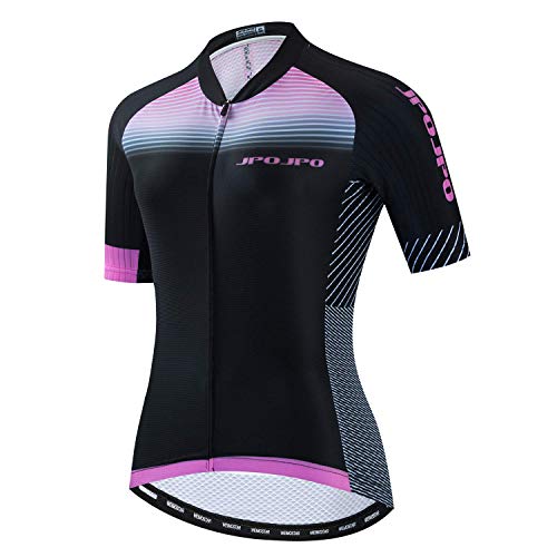 JPOJPO Damen Radtrikot Pro Team Sommer Kurzarm MTB Fahrradbekleidung Bequem Quick Dry, 1-Streifen, Brust 110/116 cm = 3XL von JPOJPO