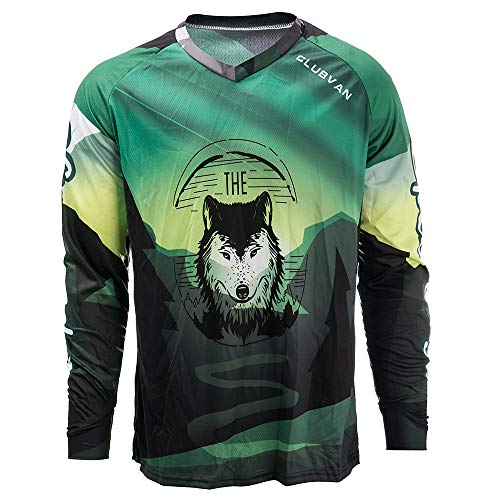 JPOJPO Herren Fahrradtrikot MTB T-Shirt Langarm Mountainbike Motorrad Fahrrad Kleidung Anti-UV, wolf, L von JPOJPO