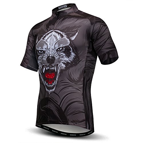 JPOJPO Herren Radtrikot Top Sommer Full Zip Bike Shirt Tasche Reflektierend - Grau - XX-Large von JPOJPO