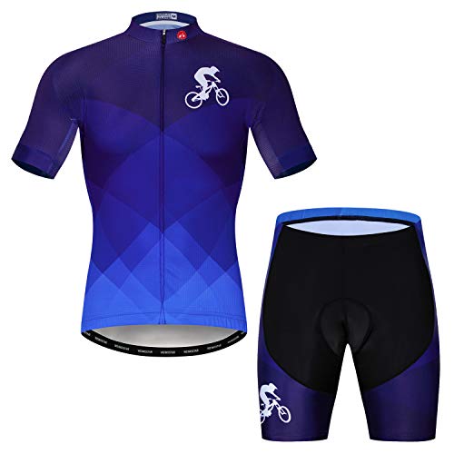 JPOJPO Herren UK Country Radtrikot Set Bike Kurzarm + 5D gepolsterte Shorts Sommer Quick-Dry S-3XL von JPOJPO