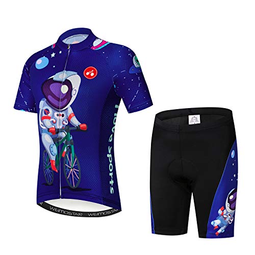 Kinder Radtrikot Set Kleidung Jungen Mädchen Shorts Pad Anzüge, Space Pilot, XL ( höhe150/ 160 cm) von JPOJPO