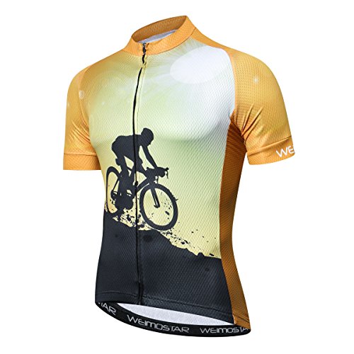 Radtrikot Reiten Herren Fahrrad Shirt Top Outdoor Sportbekleidung mit 3 Gesäßtaschen, A6, Groß von JPOJPO