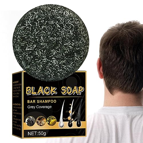 Bar Shampoo für graues Haar | Shampoo für Haare schwarze Seife | Graues Haar, Verdunkelung der Haare, feuchtigkeitsspendend und pflegend, festes Shampoo für Männer von JPSDOWS