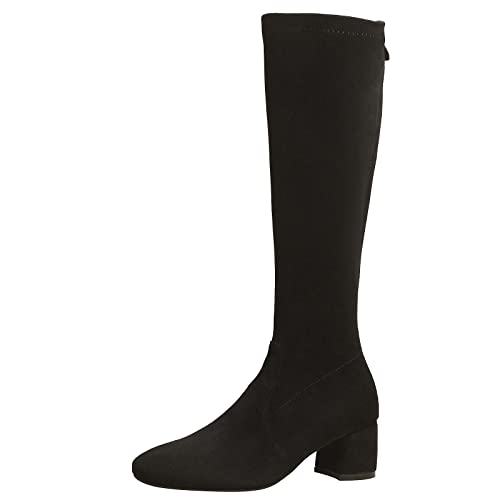 JR.catning Damen Blockabsatz Stretch Stiefel Damen Runde Zehen Stretch Stiefel Damen Warm Winter Abend Stretch Stiefel Schwarz-Dl Gr 34 Eu von JR.catning