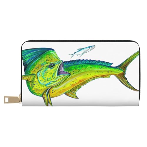 JRBWTDBW Green Fish Lange Kunstleder-Clutch, schick, stilvolle Damengeldbörsen für moderne Frauen, großes Fassungsvermögen, Kartenhalter und Organizer-Taschen, strapazierfähige Geldbörse, Handtasche JRBWTDBW Green Fish Lange Kunstleder-Clutch, schick, stilvolle Damengeldbörsen für moderne Frauen, großes Fassungsvermögen, Kartenhalter und Organizer-Taschen, strapazierfähige Geldbörse, Handtasche von JRBWTDBW