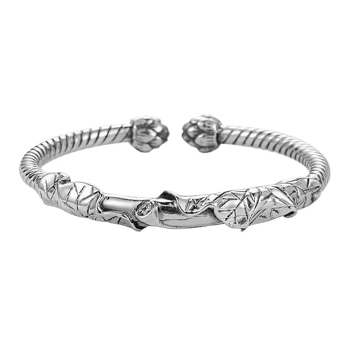 Armreif Für Damen – Literatur, Retro-Lotus-Armreif, Damenschmuck, Exquisites, Geschnitztes Blumen-Offenes Armband Für Damen, Segenshand-Accessoires, Weiß, Verstellbar von JRZEOCI