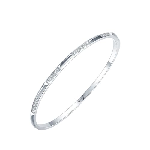 Damen-Armreif S925 – Modische Minimalistische Geometrische Manschettenarmbänder Mit Diamanten, Klassische Luxus-Hochzeitsarmbänder, Stapelbare Armbänder, Zubehör, Schmuck, Wie Abgebildet, 18 Cm von JRZEOCI