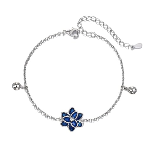 Elegantes S925-Armband Für Damen – Minimalistischer, Verstellbarer Armreif Mit Lotus-Anhänger Aus Emaille, Vielseitige Handkette, Hochzeitsschmuck-Accessoires, Weiß, Verstell von JRZEOCI