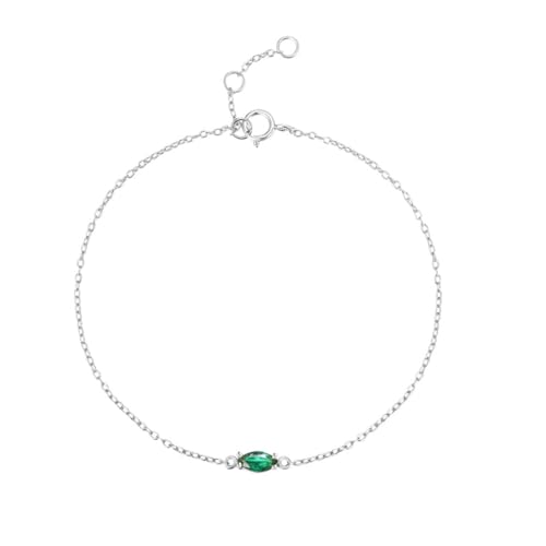 JRZEOCI 925Er-Armbänder Für Damen – Minimalistisches Charm-Armband Mit Grünem Zirkonia Und Büroklammern, Schmuckzubehör Für Hochzeiten, Verlobungsfeiern, Weiß, Verstellbar von JRZEOCI