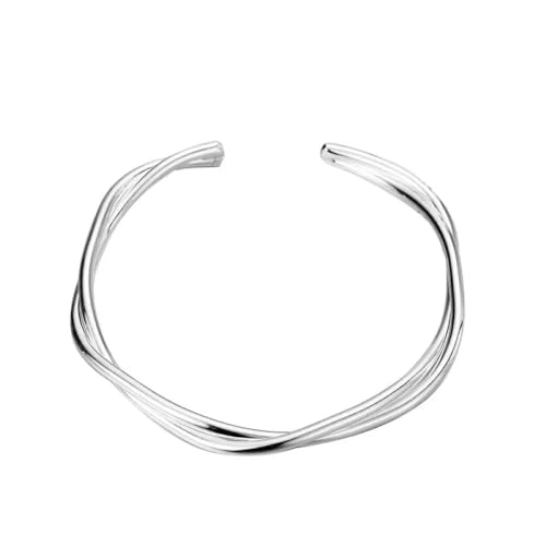 JRZEOCI Armreif Für Damen – Klassisches Gedrehtes Manschettenarmband, Verstellbare Größe Für Frauen, Mädchen, Senioren, Modeschmuck, Party, Geburtstag, Geschenk Für Damen, Weiß, Verstellbar von JRZEOCI