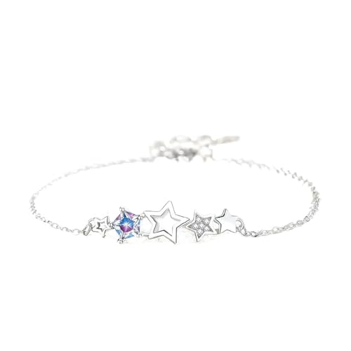 JRZEOCI Charm-Armband Für Damen Mit Sternenmotiv, 925Er-Silber, Schlichter Luxus-Armreif Mit Kristallanhänger, Modischer Schmuck Für Partys, Exquisites Armband-Accessoire, Weiß, Vers von JRZEOCI