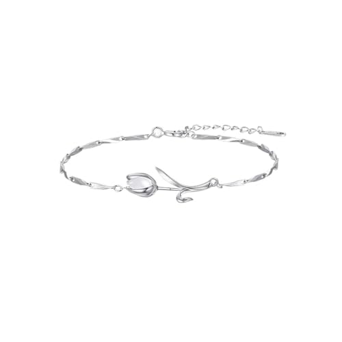 JRZEOCI Damen-Armband Mit Blumen-Charm – 925Er-Silber, Schlichter Luxus-Armreif Mit Schnitzerei-Anhänger, Modischer Schmuck Für Damen Als Party-Geschenk, Exquisites Armband-Accessoire von JRZEOCI