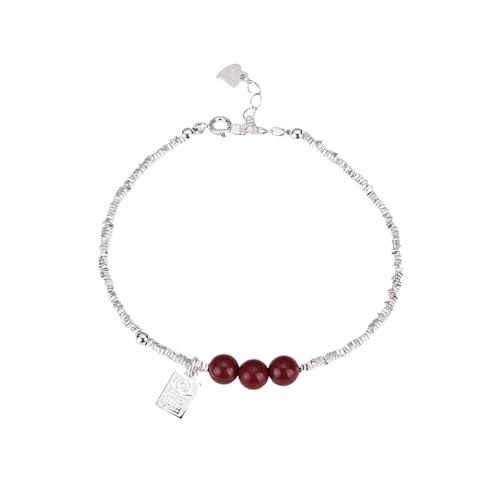 JRZEOCI Damen-Charm-Armband Mit Geometrie-Anhänger, Schlichter, Verstellbarer Armreif Mit Zinnober-Anhänger, Minimalistisches Armband, Schmuck, Geschenk Für Damen, Party, Weiß, Verst von JRZEOCI