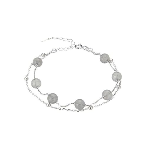 JRZEOCI Elegantes Charm-Armband Mit Mondsteinperlen – S925, Mehrlagiges Verstellbares Kettenarmband, Freundschaftsarmband, Zubehör, Schmuck Für Frauen, Mädchen, Weiß, Verstellbar von JRZEOCI