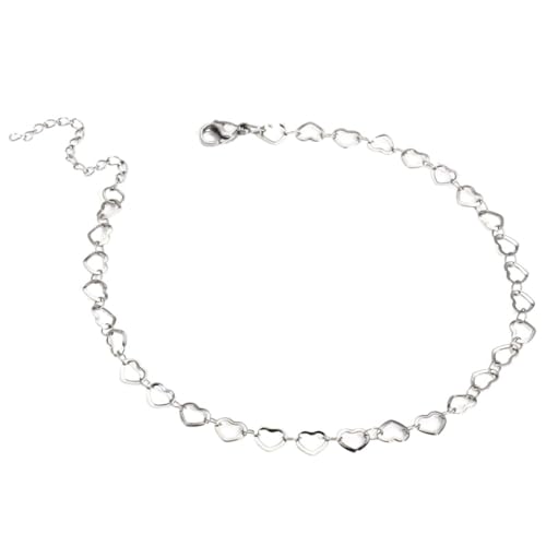 JRZEOCI Fußkettchen-Armbänder Für Damen – Herzförmige, Gespleißte Kette, Verstellbare Fußkettchenkette, Strand-Barfuß-Sandalen-Fußkette, Schmuckzubehör, Weiß, Verstellbar von JRZEOCI