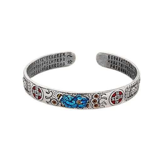 JRZEOCI Manschettenarmband Für Damen – Klassisches 925Er Buntes Emaille-Pixiu-Armband, Verstellbar, Einfache Charms, Chinesischer Stil, Vintage-Armreifen, Bankett-Schmuck, Weiß, Verstellbar von JRZEOCI