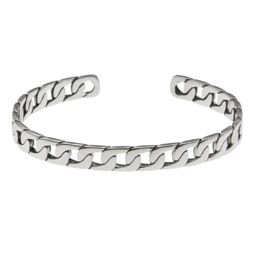 JRZEOCI Manschettenarmband Für Damen – Vintage Twists Chain Armreif, Damenschmuck, Öffnungsgröße, Modisch, Trendig, Flaches Peitschenarmband, Damenhand-Accessoires, Weiß, Verstellbar von JRZEOCI