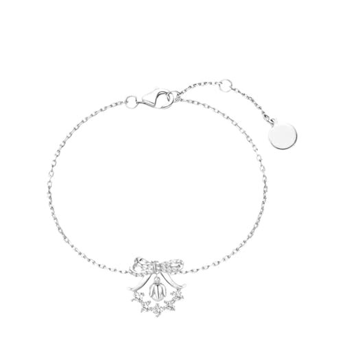 JRZEOCI Modisches 925Er-Armband Für Damen, Eleganter Zirkonia-Glockenorchideen-Anhänger, Verstellbare Gliederkette, Schmuck, Persönlichkeit, Hochzeits- Und Verlobungsaccessoires, Wei von JRZEOCI