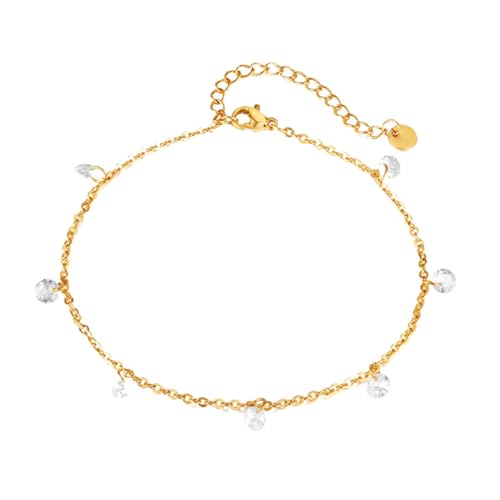 JRZEOCI Neuartige Fußkettchen Für Damen – Klassische, Minimalistische, Verstellbare Fußkette Mit Kristallanhänger, Strand-Fußkettchen, Fußkette, Schmuck-Accessoires Für Frauen Un von JRZEOCI