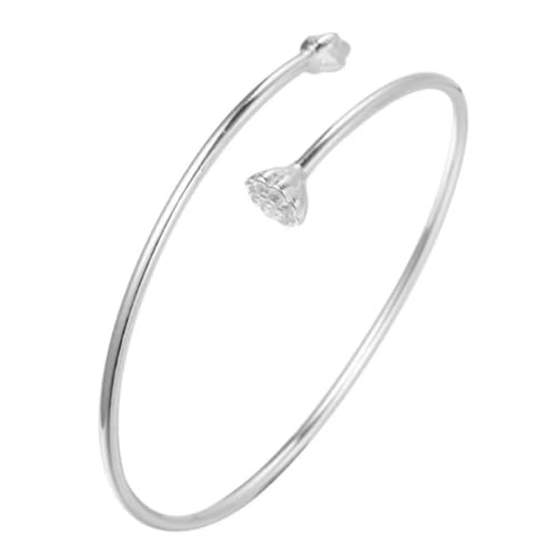 JRZEOCI Offene Armbänder Für Frauen - Modischer, Kreativer Schmuck, Lotusblume, Innovation, Klassisches Offenes Armband, Handaccessoires, Verstellbare Größe, Weiß, Verstellbar von JRZEOCI