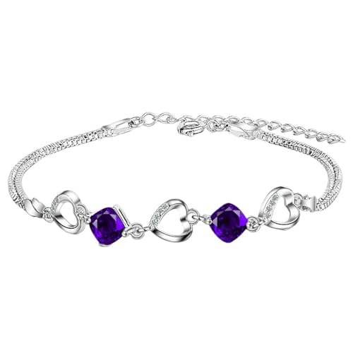 JRZEOCI S925-Armbänder Für Damen – Verstellbarer Armreif Mit Herz-Zirkon-Anhänger, Modischer Party-Geschenkschmuck Für Damen, Exquisites Armband-Accessoire, Weiß, Verstellbar von JRZEOCI