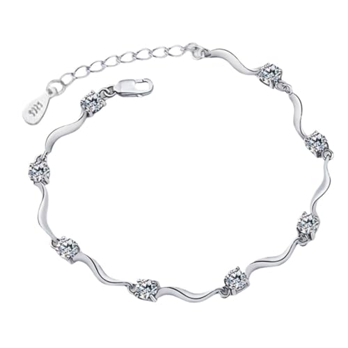 JRZEOCI S925 Armband-Armreif Für Frauen Und Mädchen – Modischer Kristall-Charm, Verstellbare Unregelmäßige Armbänder, Minimalistischer Schmuck, Freundschaftsarmband, Zubehör, Gesc von JRZEOCI