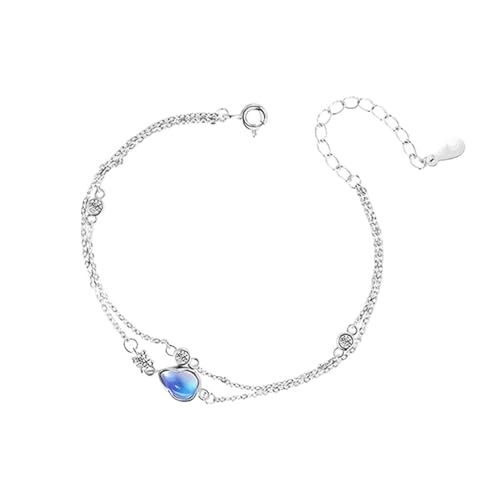 JRZEOCI S925-Armband Für Damen – Doppellagiges, Unregelmäßiges Kristall-Anhänger-Armband, Verstellbar, Für Hochzeit, Verlobung, Luxus-Armband, Schmuck-Accessoires, Weiß, Verstellbar von JRZEOCI