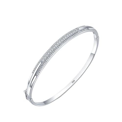 JRZEOCI S925 Manschettenarmreif - Minimalistisches Geometrisches Diamantarmband, Für Damen Und Mädchen, Modefestival-Schmuckzubehör, Armbandgeschenke, Wie Abgebildet, 18 Cm von JRZEOCI