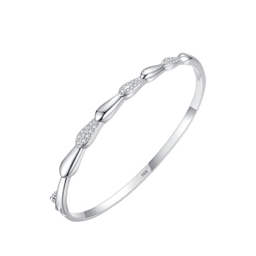 JRZEOCI S925 Manschettenarmreif – Vintage-Armband Mit Wassertropfen-Charm Und Diamanten, Für Damen Und Mädchen, Modeschmuck, Accessoires, Armband, Geschenke, Wie Abgebildet, 18 Cm von JRZEOCI