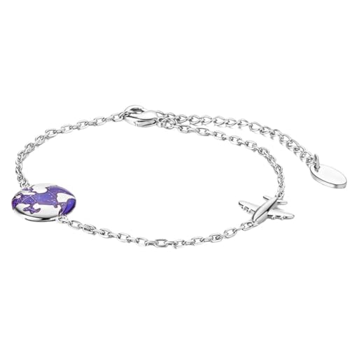 JRZEOCI S925 Verstellbares Armband Für Damen – Persönlichkeit Runder Flugzeug-Charm-Armreif, Modischer Exquisiter Schmuck Für Hochzeitsfeiern, Weiß, Verstellbar von JRZEOCI