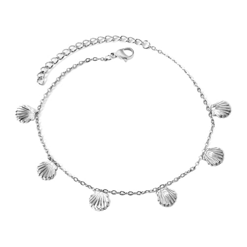 JRZEOCI Verstellbares Fußkettchen Mit Muschelanhänger – Persönlichkeits-Fußkettchen-Armbänder, Strand-/Sommer-Fußkette, Schmuck-Accessoires Für Frauen, Mädchen Und Damen, Weiß, von JRZEOCI