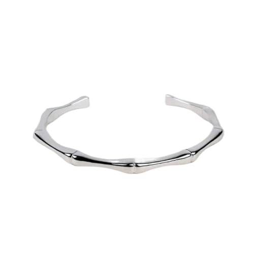 Offene Armbänder Für Frauen – Armreifen Aus Bambus Mit Hohem Abschnitt, 925 Sterlingsilber, Weiße Armbänder Für Frauen, Hochzeitsfeier, Weihnachtsgeschenke, Charm-Modeschmuck, Weiß, Verstellbar von JRZEOCI