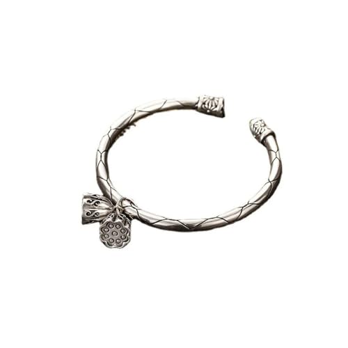 Verstellbares Armreif-Armband – Persönlichkeits-Armreif Mit Lotus-Samenkapsel-Anhänger Für Damen-Handgelenk-Accessoires, Exquisiter Armreif In Offener Größe, Damenschmuck, Weiß, Verstellbar von JRZEOCI