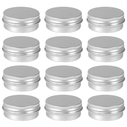 JSKWIKE 12 Pcs Aluminium Leer Döschen Aluminium Dosen 15 ml Blechdose Cremedosen Reise Tragbar Kleine Metalldose für DIY Kerze Creme Kosmetik von JSKWIKE