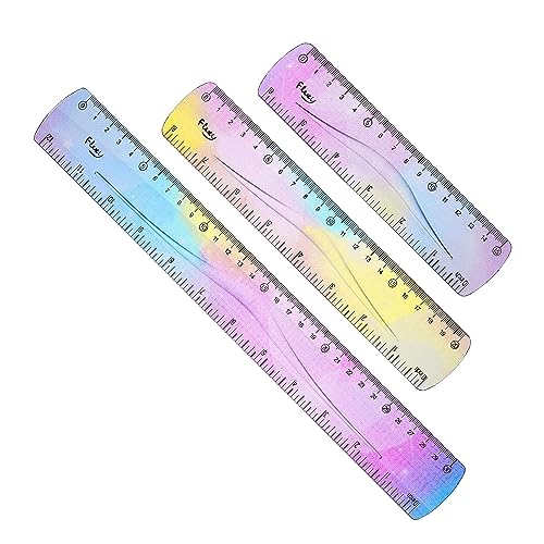 JSKWIKE 3 Pcs Flexibles Lineal, Lineal 30cm Lineal 20cm Lineal 15cm Flexibel Bunt Lineal Weich für Kinder Mädchen, Transparent Lineal Bruchsicher Biegbares für Schule Büro Zuhause von JSKWIKE