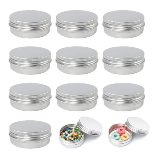 10 Stück Aluminium Döschen, 10ml Blechdose für DIY Kerze, Creme und Kosmetik-tragbare und kleine Metalldose, ideal für Reisen-Cremedosen in Silber von JTKREW