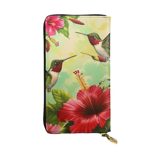 JTNWEC Damen-Geldbörse aus Leder – Kolibri, rote Blume, Hibiskus, Münzgeldbörse, Reisekartenhalter, Reißverschluss, Geldbörse, Handy, Handtasche, Schwarz, Einheitsgröße, modern, Schwarz, One Size JTNWEC Damen-Geldbörse aus Leder – Kolibri, rote Blume, Hibiskus, Münzgeldbörse, Reisekartenhalter, Reißverschluss, Geldbörse, Handy, Handtasche, Schwarz, Einheitsgröße, modern, Schwarz, One Size von JTNWEC
