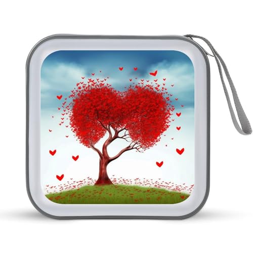 JTREHY CD-Hülle mit 40 Blatt Fassungsvermögen, rotes Hart mit Baum, bedruckter tragbarer Reißverschluss, CD-DVD-Hülle, große Kapazität, CD-Brieftasche für Auto, Zuhause, Büro, Spiele-Disc, JTREHY CD-Hülle mit 40 Blatt Fassungsvermögen, rotes Hart mit Baum, bedruckter tragbarer Reißverschluss, CD-DVD-Hülle, große Kapazität, CD-Brieftasche für Auto, Zuhause, Büro, Spiele-Disc, von JTREHY
