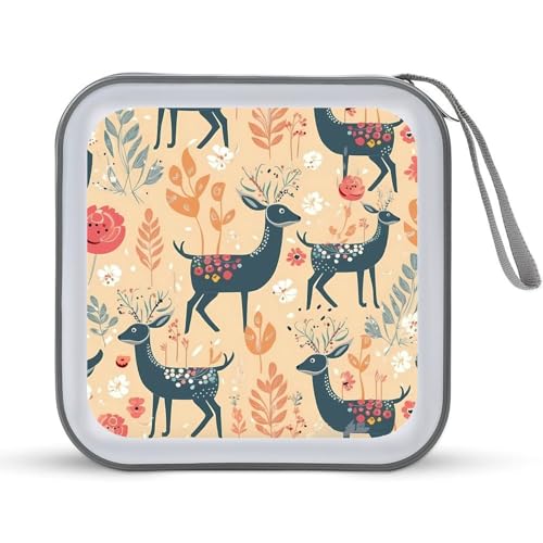 JTREHY CD-Hülle mit 40 Blatt Kapazität, Hirschmuster, bedruckt, tragbar, Reißverschluss, CD-DVD-Hülle, große Kapazität, CD-Brieftasche für Auto, Zuhause, Büro, Spiele, Disc, Audio-Musik, Hirschmuster, JTREHY CD-Hülle mit 40 Blatt Kapazität, Hirschmuster, bedruckt, tragbar, Reißverschluss, CD-DVD-Hülle, große Kapazität, CD-Brieftasche für Auto, Zuhause, Büro, Spiele, Disc, Audio-Musik, Hirschmuster, von JTREHY