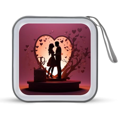 JTREHY CD-Hülle mit 40 Blatt Kapazität, Küssende Silhouette, bedruckt, tragbar, Reißverschluss, CD-DVD-Hülle, Halter, große Kapazität, CD-Brieftasche für Auto, Zuhause, Büro, Spiele-Disc, Audio-Musik, JTREHY CD-Hülle mit 40 Blatt Kapazität, Küssende Silhouette, bedruckt, tragbar, Reißverschluss, CD-DVD-Hülle, Halter, große Kapazität, CD-Brieftasche für Auto, Zuhause, Büro, Spiele-Disc, Audio-Musik, von JTREHY