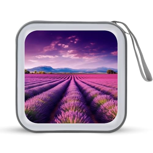JTREHY CD-Hülle mit 40 Blatt Kapazität, Lavendelfelder, bedruckt, tragbar, Reißverschluss, CD-DVD-Hülle, große Kapazität, CD-Brieftasche für Auto, Zuhause, Büro, Spiele, Disc, Audio-Musik, JTREHY CD-Hülle mit 40 Blatt Kapazität, Lavendelfelder, bedruckt, tragbar, Reißverschluss, CD-DVD-Hülle, große Kapazität, CD-Brieftasche für Auto, Zuhause, Büro, Spiele, Disc, Audio-Musik, von JTREHY