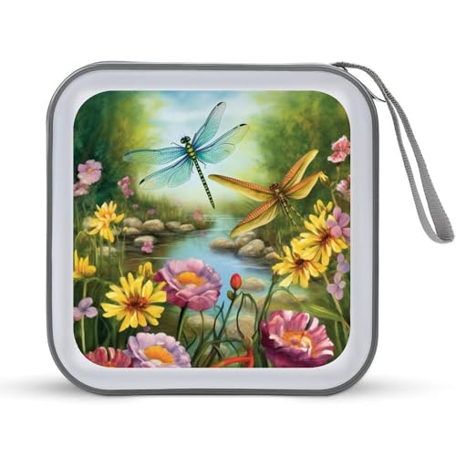JTREHY CD-Hülle mit 40 Blatt Kapazität, Libellen-Garten, bedruckt, tragbar, Reißverschluss, CD-DVD-Hülle, große Kapazität, CD-Brieftasche für Auto, Zuhause, Büro, Spiele, Disc, Audio-Musik, JTREHY CD-Hülle mit 40 Blatt Kapazität, Libellen-Garten, bedruckt, tragbar, Reißverschluss, CD-DVD-Hülle, große Kapazität, CD-Brieftasche für Auto, Zuhause, Büro, Spiele, Disc, Audio-Musik, von JTREHY