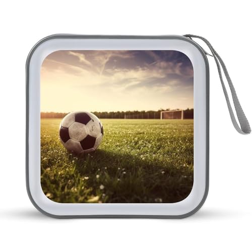 JTREHY CD-Hülle mit 40 Blatt Kapazität, Motiv: Fußball auf einem Feld, bedruckt, tragbar, Reißverschluss, CD-/DVD-Hülle, große Kapazität, CD-Brieftasche für Auto, Zuhause, Büro, Spiele, Disc, JTREHY CD-Hülle mit 40 Blatt Kapazität, Motiv: Fußball auf einem Feld, bedruckt, tragbar, Reißverschluss, CD-/DVD-Hülle, große Kapazität, CD-Brieftasche für Auto, Zuhause, Büro, Spiele, Disc, von JTREHY