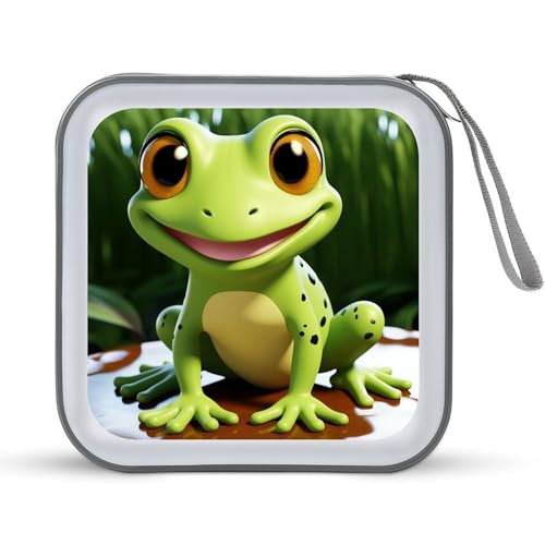 JTREHY CD-Hülle mit 40 Blatt Kapazität, niedlicher Frosch, bedruckt, tragbar, Reißverschluss, CD-DVD-Hülle, große Kapazität, CD-Brieftasche für Auto, Zuhause, Büro, Spiele, Disc, Audio-Musik, Süßer JTREHY CD-Hülle mit 40 Blatt Kapazität, niedlicher Frosch, bedruckt, tragbar, Reißverschluss, CD-DVD-Hülle, große Kapazität, CD-Brieftasche für Auto, Zuhause, Büro, Spiele, Disc, Audio-Musik, Süßer von JTREHY