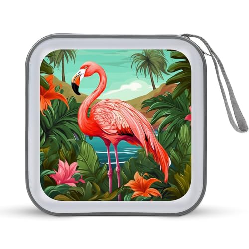 JTREHY CD-Hülle mit 40 Blatt Kapazität, tropischer Flamingo, bedruckt, tragbar, Reißverschluss, CD-DVD-Hülle, große Kapazität, CD-Brieftasche für Auto, Zuhause, Büro, Spiele, Disc, Audio-Musik, JTREHY CD-Hülle mit 40 Blatt Kapazität, tropischer Flamingo, bedruckt, tragbar, Reißverschluss, CD-DVD-Hülle, große Kapazität, CD-Brieftasche für Auto, Zuhause, Büro, Spiele, Disc, Audio-Musik, von JTREHY