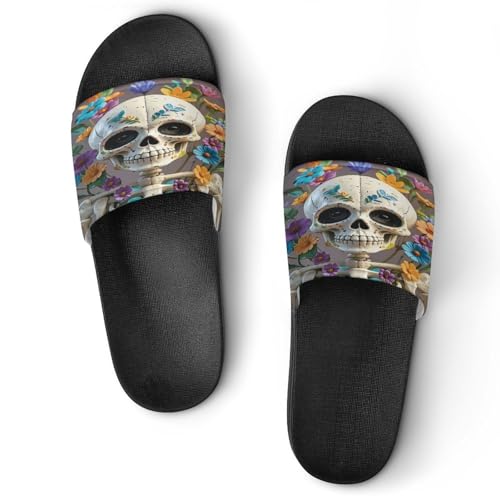 JTREWBV Sommer Hausschuhe Damen Herren Ghost Print PVC Home Slippers Duschschuhe Badesandalen rutschfest Leicht zu reinigen, Schwarzer Stil, 11.5 UK Men/ 6 UK Women Wide JTREWBV Sommer Hausschuhe Damen Herren Ghost Print PVC Home Slippers Duschschuhe Badesandalen rutschfest Leicht zu reinigen, Schwarzer Stil, 11.5 UK Men/ 6 UK Women Wide von JTREWBV