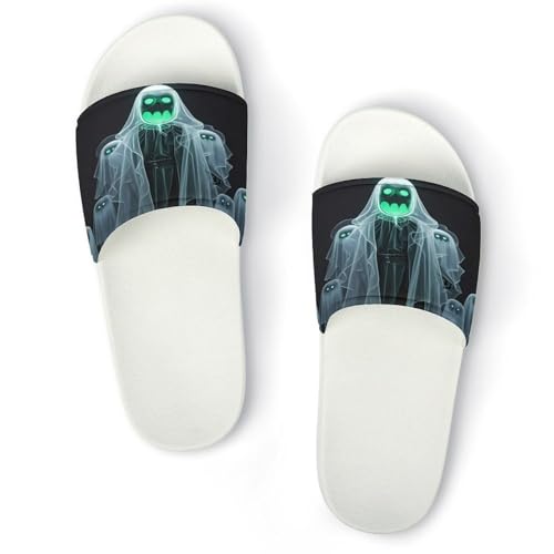 JTREWBV Sommer Hausschuhe Damen Herren Halloween Ghost Print PVC Home Slippers Duschschuhe Badezimmer Sandalen rutschfest Leicht zu reinigen, Weißer Stil, 11.5 UK Men/ 11 UK Women Wide JTREWBV Sommer Hausschuhe Damen Herren Halloween Ghost Print PVC Home Slippers Duschschuhe Badezimmer Sandalen rutschfest Leicht zu reinigen, Weißer Stil, 11.5 UK Men/ 11 UK Women Wide von JTREWBV