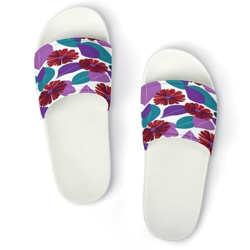 JTREWBV Sommerhausschuhe für Damen und Herren, Blumenblätter, violett, bedruckt, PVC, Hausschuhe, Duschschuhe, Badezimmer, Sandalen, rutschfest, leicht zu reinigen, Weißer Stil, 11.5 UK Men/ 8.5 UK JTREWBV Sommerhausschuhe für Damen und Herren, Blumenblätter, violett, bedruckt, PVC, Hausschuhe, Duschschuhe, Badezimmer, Sandalen, rutschfest, leicht zu reinigen, Weißer Stil, 11.5 UK Men/ 8.5 UK von JTREWBV
