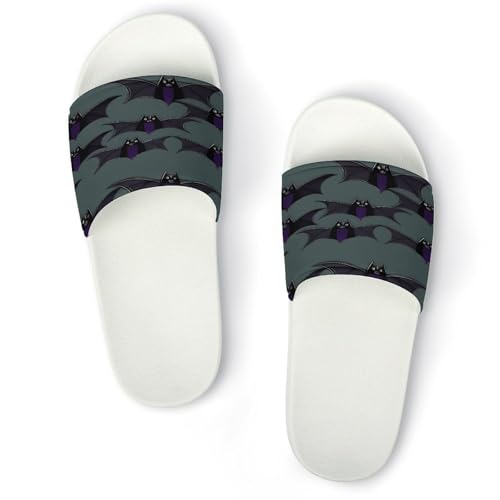 JTREWBV Sommerhausschuhe für Damen und Herren, Fledermausmuster, bedruckt, PVC, Hausschuhe, Duschschuhe, Badesandalen, rutschfest, leicht zu reinigen, Weißer Stil, 11.5 UK Men/ 9 UK Women Wide JTREWBV Sommerhausschuhe für Damen und Herren, Fledermausmuster, bedruckt, PVC, Hausschuhe, Duschschuhe, Badesandalen, rutschfest, leicht zu reinigen, Weißer Stil, 11.5 UK Men/ 9 UK Women Wide von JTREWBV