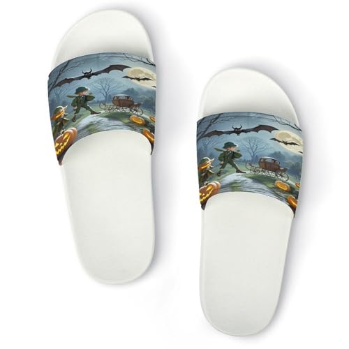JTREWBV Sommerhausschuhe für Damen und Herren, Motiv: Toter Baum, Kürbis, Kutsche, Druck, PVC, Hausschuhe, Duschschuhe, Badezimmer, Sandalen, rutschfest, leicht zu reinigen, Weißer Stil, 11.5 UK Men JTREWBV Sommerhausschuhe für Damen und Herren, Motiv: Toter Baum, Kürbis, Kutsche, Druck, PVC, Hausschuhe, Duschschuhe, Badezimmer, Sandalen, rutschfest, leicht zu reinigen, Weißer Stil, 11.5 UK Men von JTREWBV